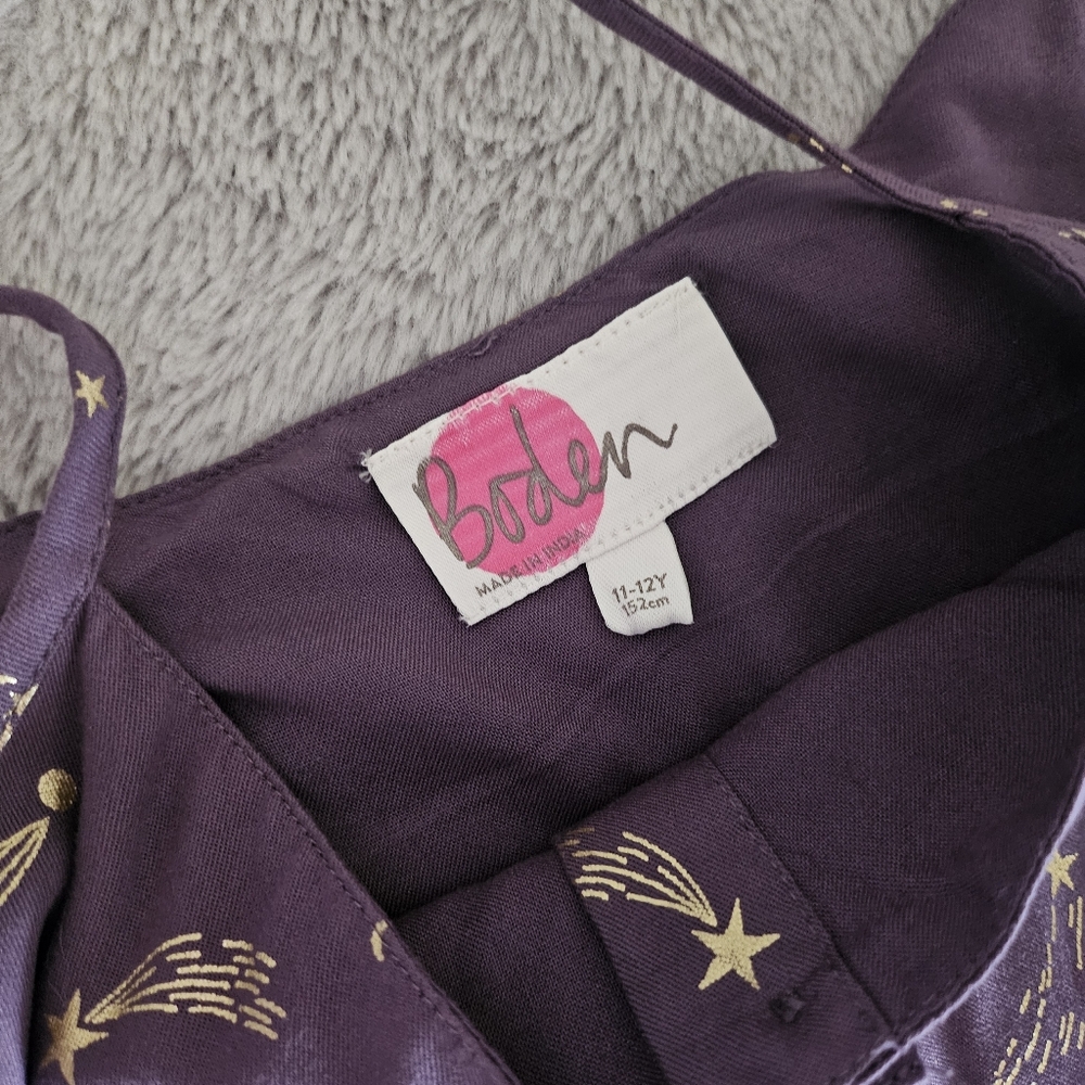 Boden Plum Purple & Gold Celestial Space Graphic Jumpsuit Girls Size 11/12 - Picture 2 of 5